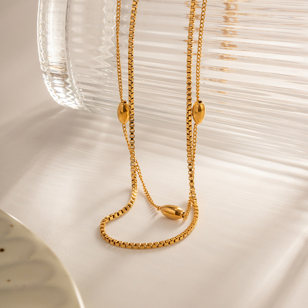 Damen mehrlagige Edelstahl-Halskette mit elegantem Design Shop Nory