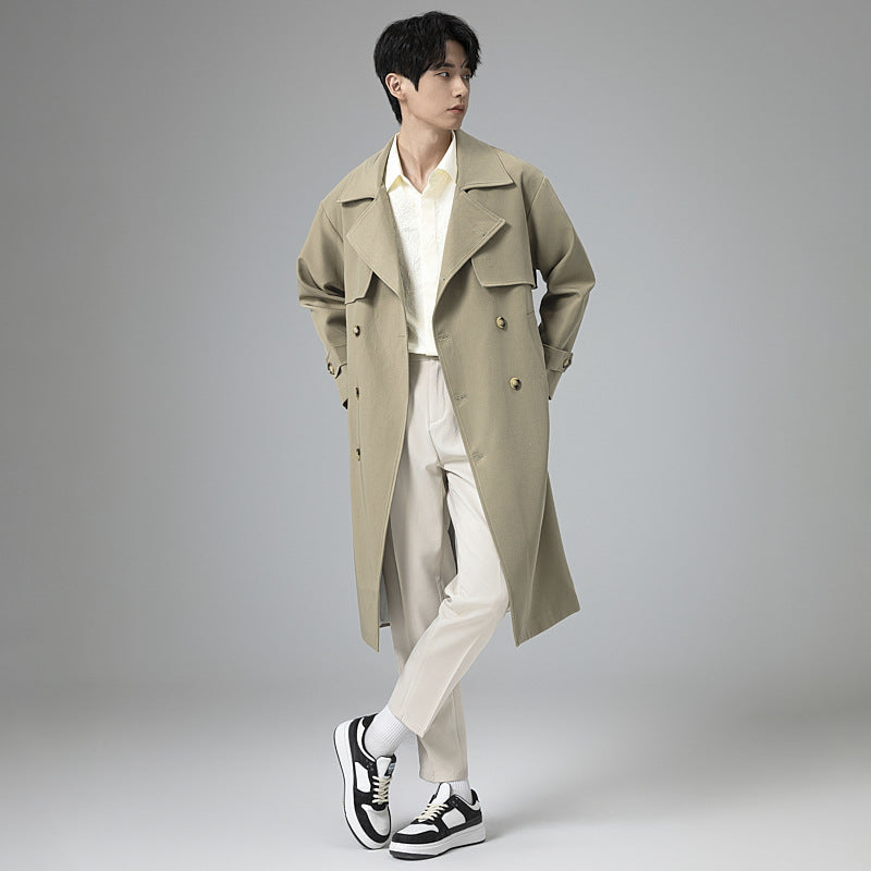 Herren Oversized Doppelreihiger Wollmix-Trenchcoat mit Schalkragen und Überschlagblende Shop Nory