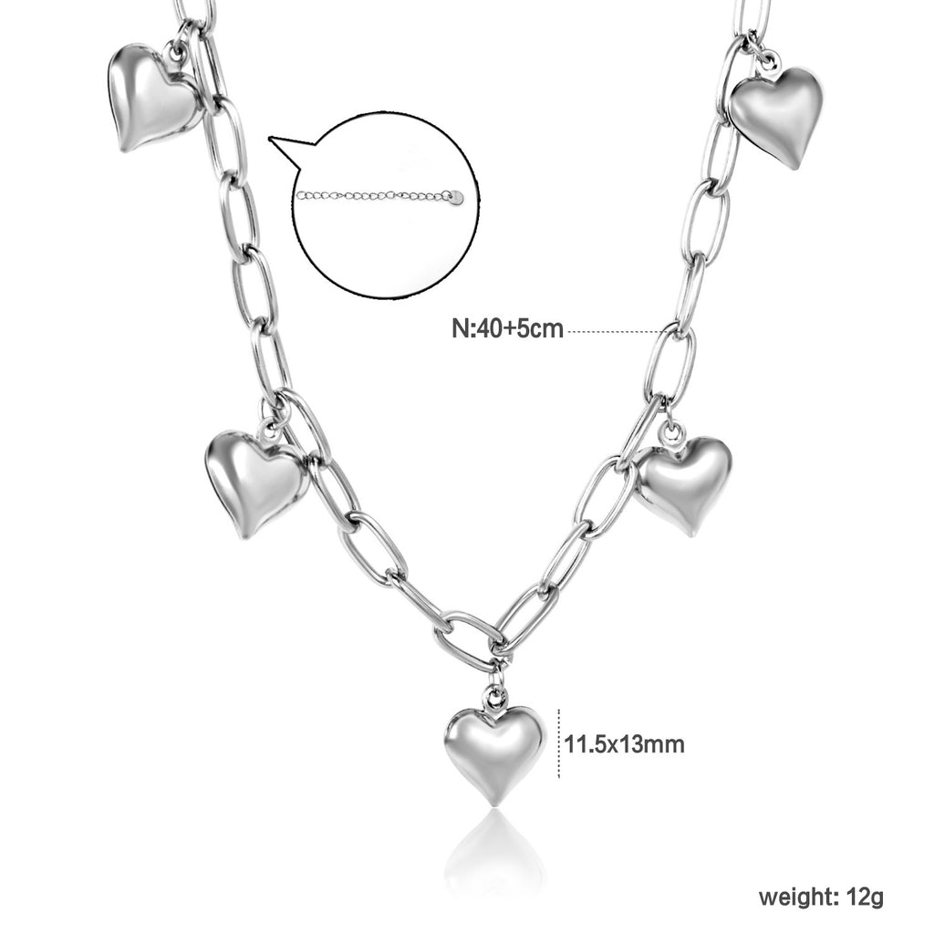 Damen Kette mit herzförmigen Anhängern aus hochwertigem Edelstahl Shop Nory