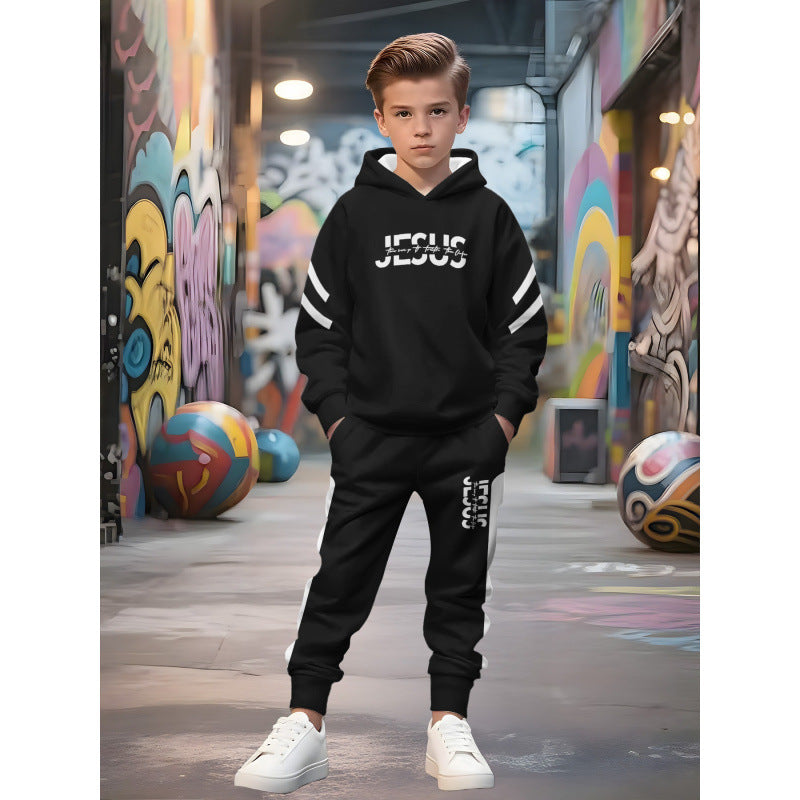 Unisex Kinder Jogginganzug mit Kapuzenpullover und detailreichem Auto-Print Shop Nory