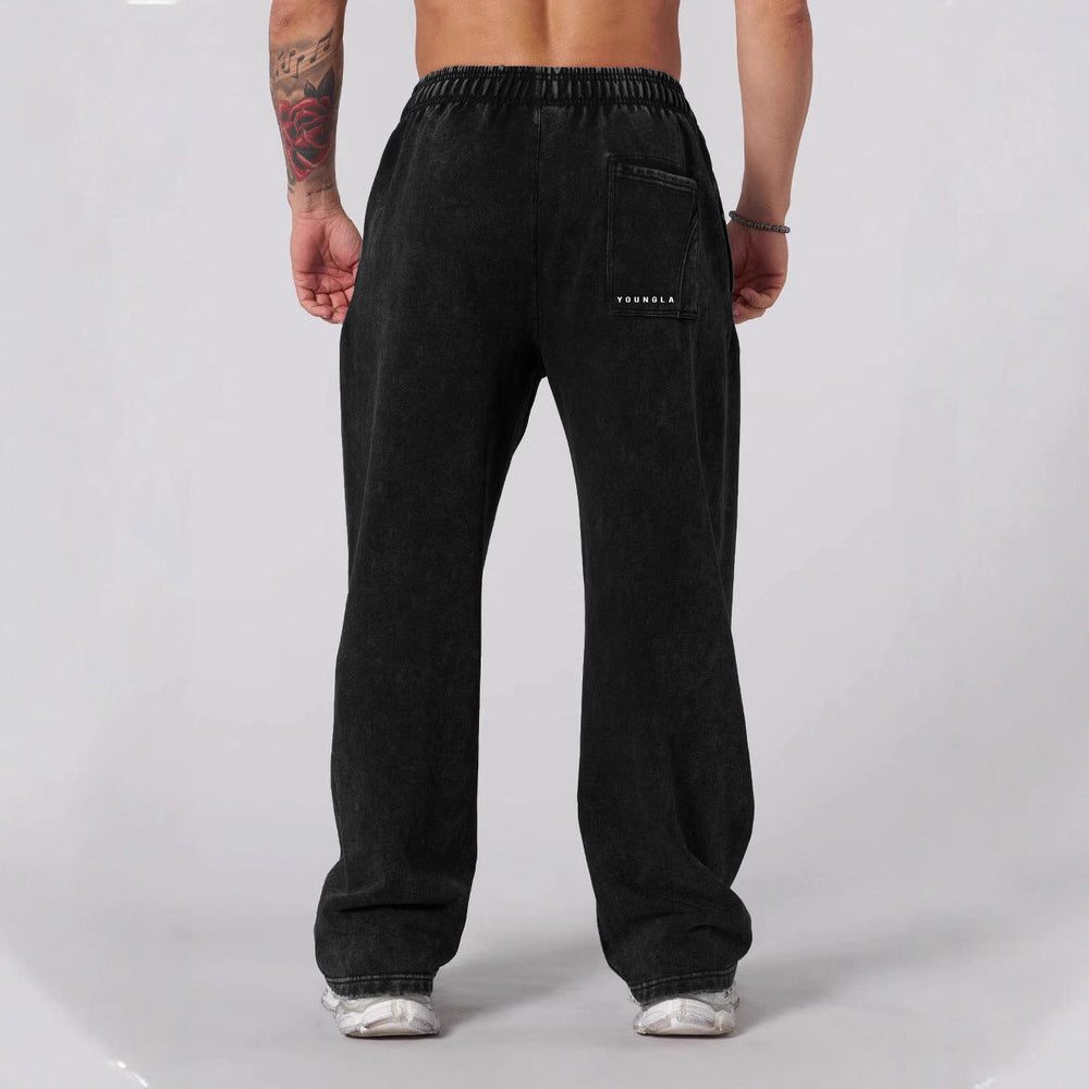 Herren nan weiche gewaschene Jogginghose mit weitem Schnitt und elastischem Bund