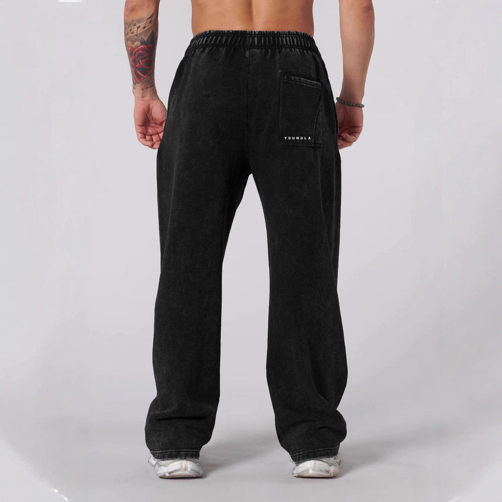 Herren nan weiche gewaschene Jogginghose mit weitem Schnitt und elastischem Bund