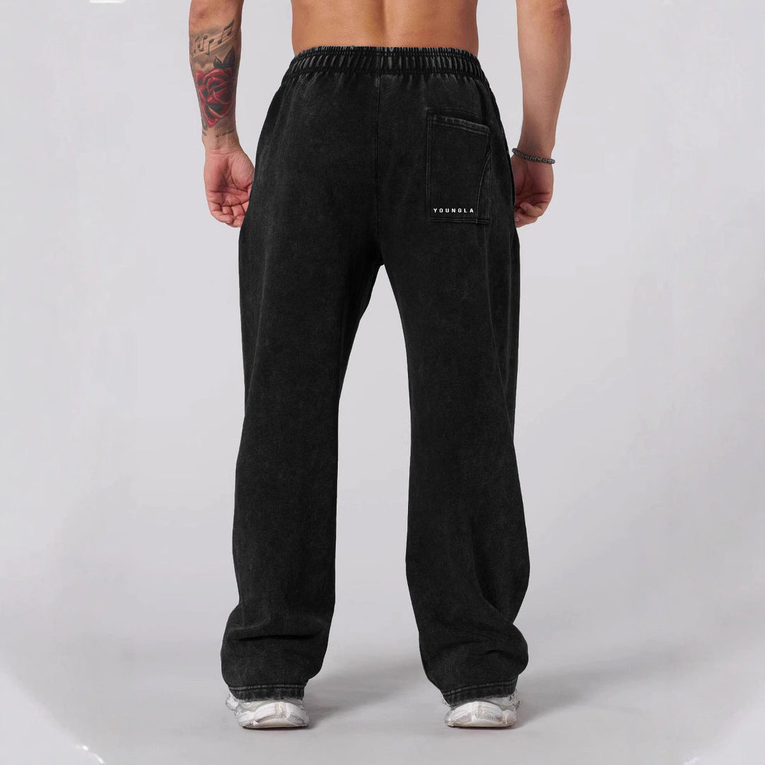 Herren nan weiche gewaschene Jogginghose mit weitem Schnitt und elastischem Bund