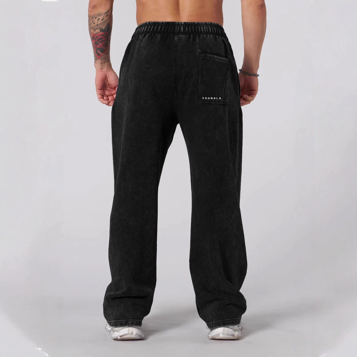 Herren nan weiche gewaschene Jogginghose mit weitem Schnitt und elastischem Bund