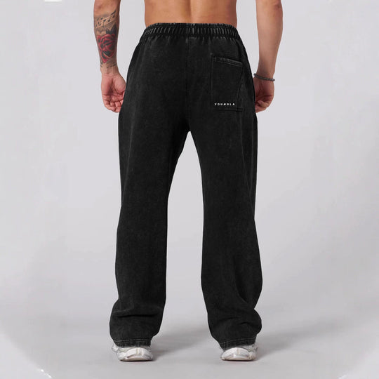 Herren nan weiche gewaschene Jogginghose mit weitem Schnitt und elastischem Bund
