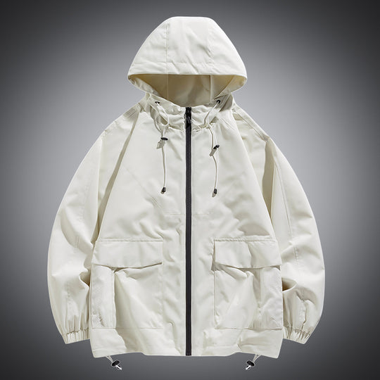 Herren Oversize Kapuzen-Windbreaker mit Multi‑Taschen, Mesh‑Einsätzen und Kordelzug Shop Nory