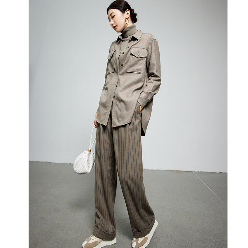 Damen Oversize Wollmantel im Clean‑Cut‑Design mit Reverskragen und verdeckter Knopfleiste Shop Nory