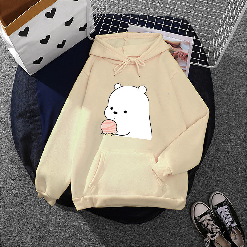 Damen nan oversized Kapuzenpullover im Streetstyle mit weichem Fleece-Innenfutter, Kängurutasche und farbenfrohem Cartoon-Katzen-Planet-Print Shop Nory