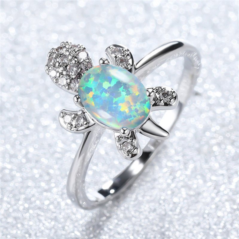 Damen Ring mit schimmerndem Schildkrötenmotiv und funkelnden Zirkoniasteinen Shop Nory