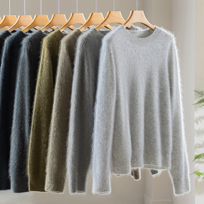 Damen Flauschiger Angora-Mix Rundhalspullover Shop Nory