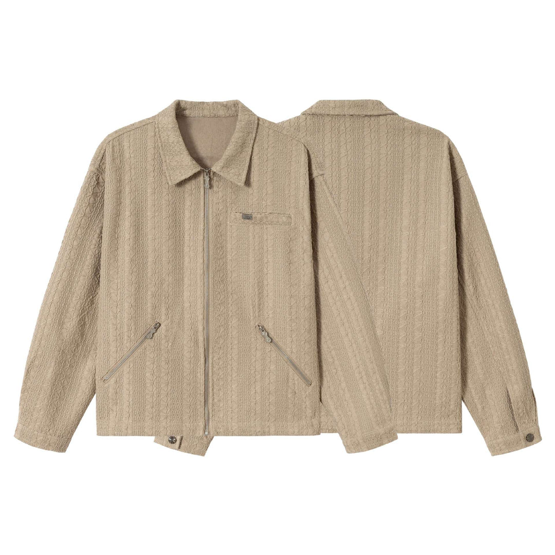 Unisex Texturierte Boxy-Blousonjacke mit durchgehendem Reißverschluss Shop Nory