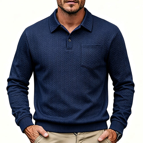 Herren Luxuriöses Langarm-Polohemd Shop Nory