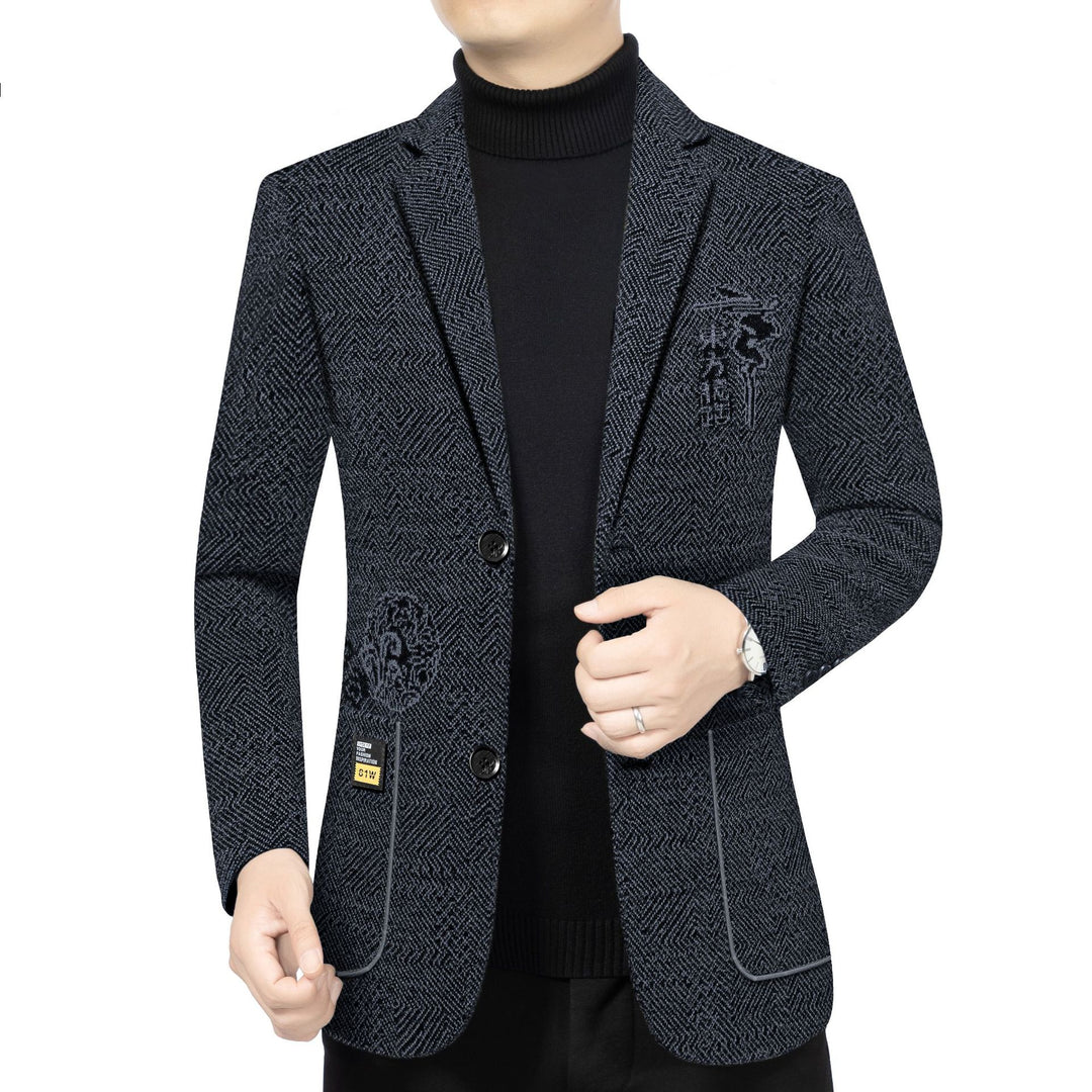 Herren Taillierter Strickblazer im Bouclé-Look mit aufgesetzten Taschen Shop Nory