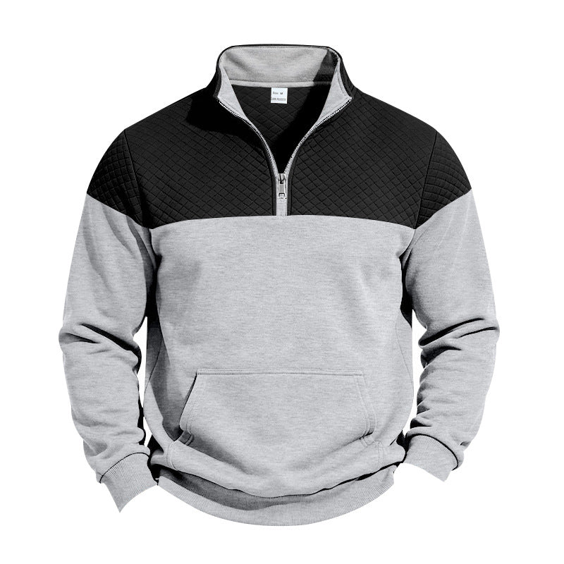Herren Halbzip-Sweatshirt mit gesteppter Schulterpasse und Kängurutasche Shop Nory