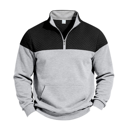 Herren Halbzip-Sweatshirt mit gesteppter Schulterpasse und Kängurutasche Shop Nory