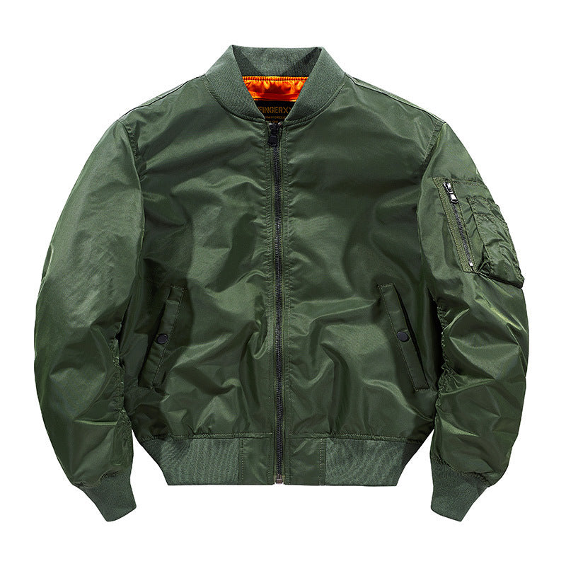 Herren Modernes Nylon-Flightbomber mit kontrastierendem Innenfutter, Ärmeltasche und elastischem Rippbündchen Shop Nory