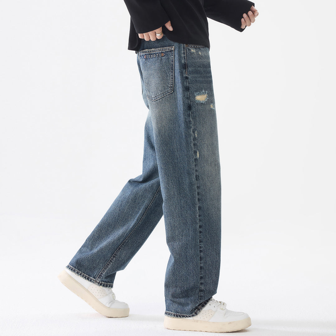 Herren Locker geschnittene Baggy-Jeans aus robustem Denim mit Distressed-Details Shop Nory