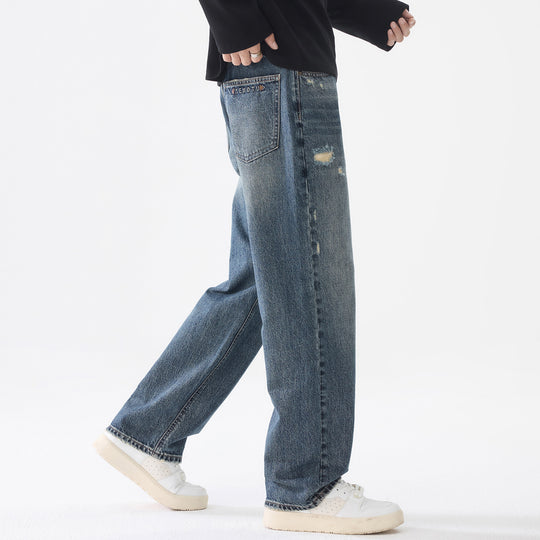 Herren Locker geschnittene Baggy-Jeans aus robustem Denim mit Distressed-Details Shop Nory