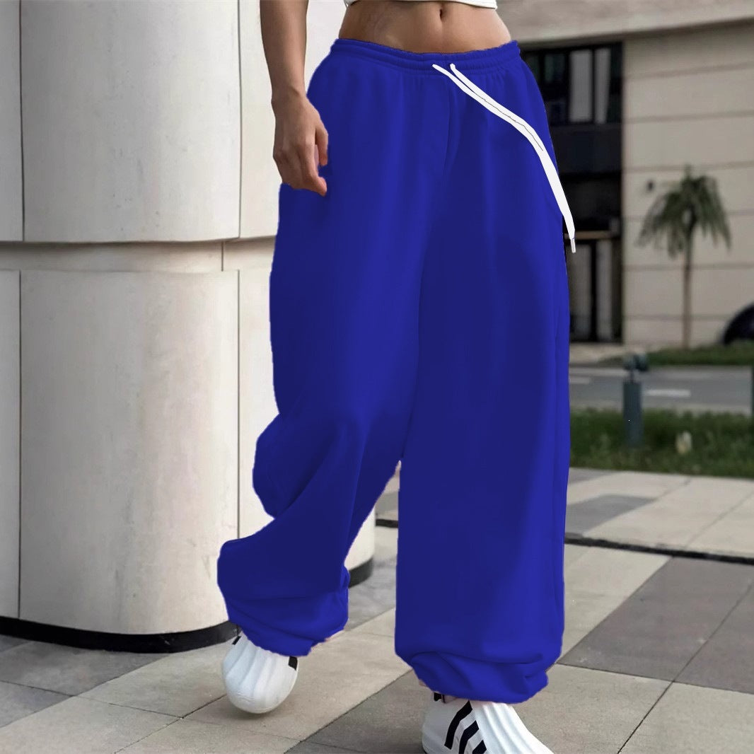 Damen nan weite Baggy-Jogginghose mit hohem Komfortbund, Kordelzug und elastischen Knöchelbündchen Shop Nory
