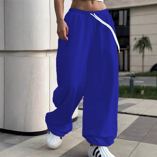 Damen nan weite Baggy-Jogginghose mit hohem Komfortbund, Kordelzug und elastischen Knöchelbündchen Shop Nory