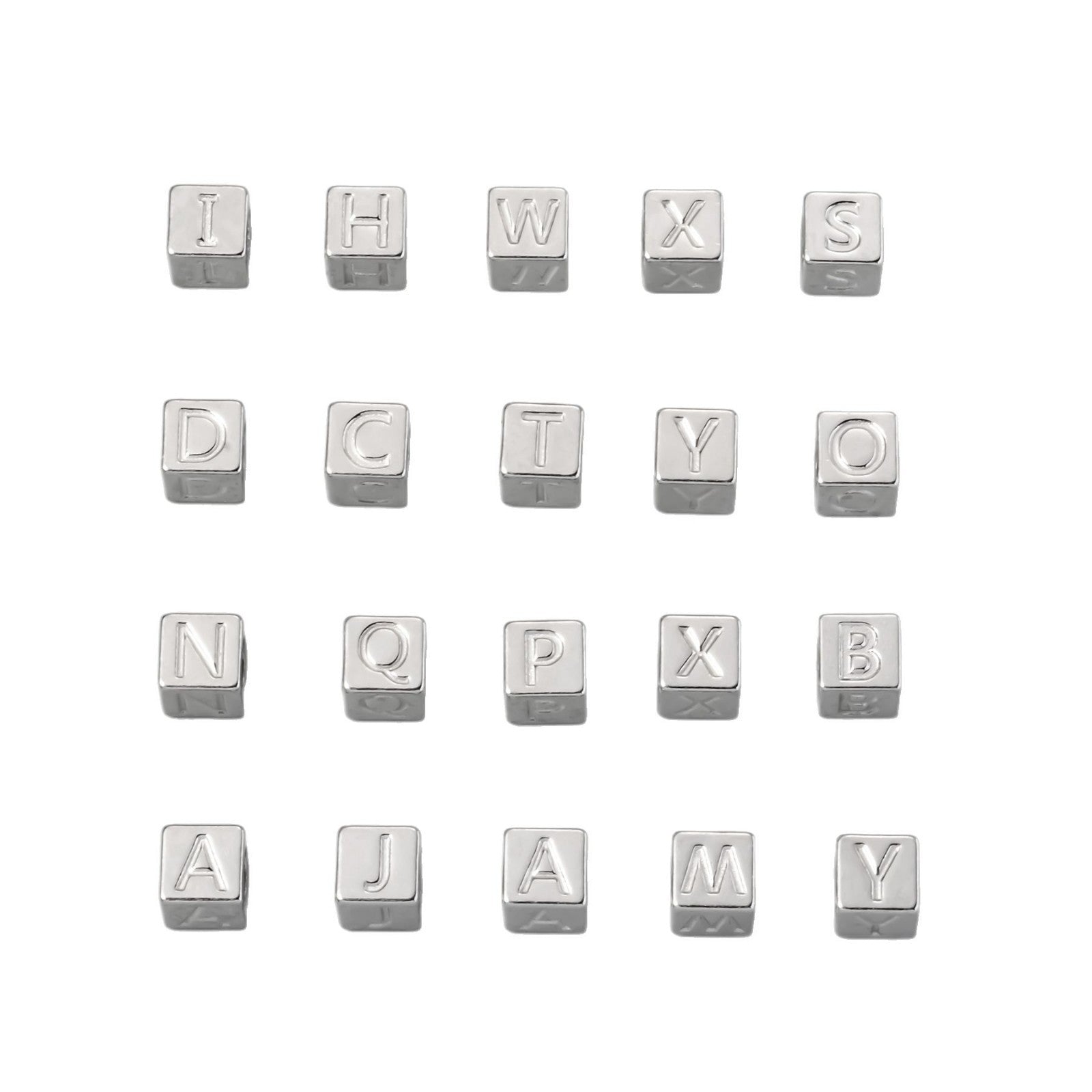 Damen personalisierbare Edelstahl Buchstabenwürfel mit glatter Oberfläche Shop Nory