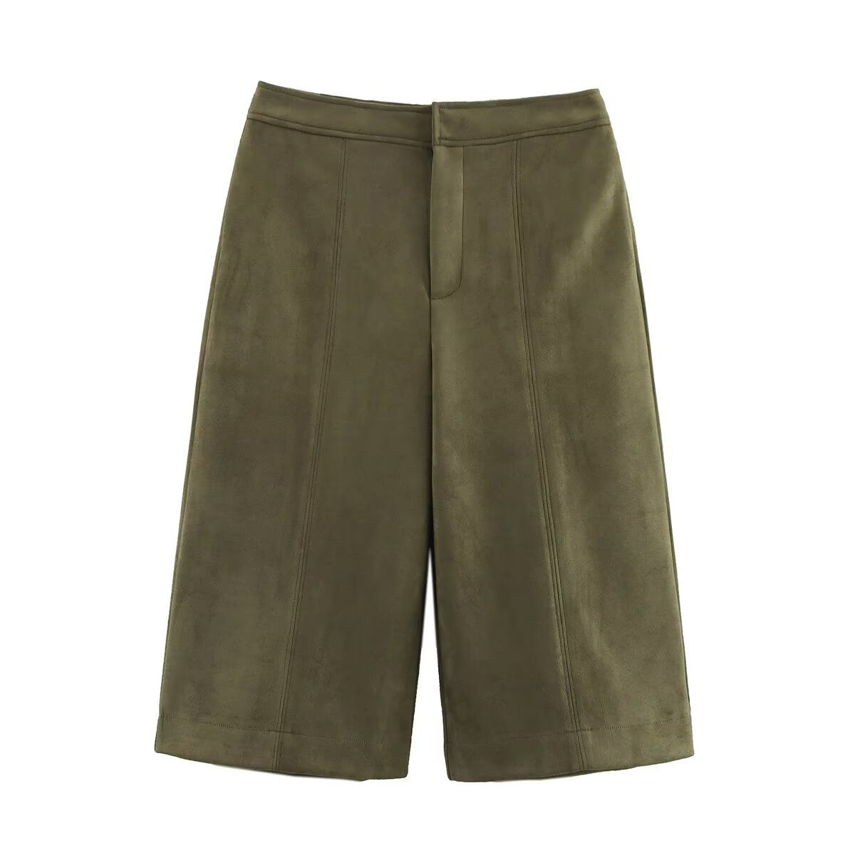 Damen weite Culotte mit eleganter Veloursstruktur und praktischen Taschen