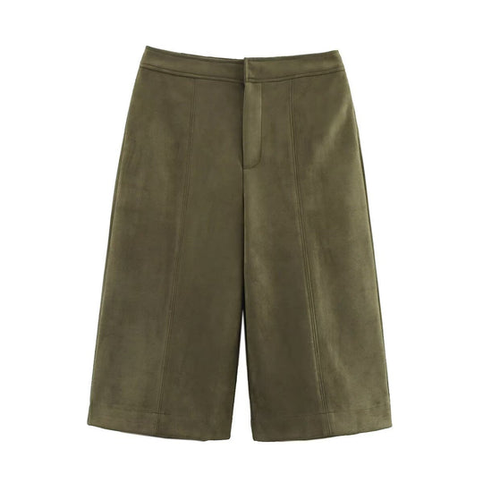 Damen weite Culotte mit eleganter Veloursstruktur und praktischen Taschen