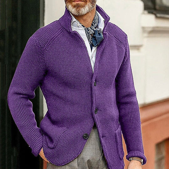Herren Strickjacke mit Stehkragen und Strukturstrick Shop Nory