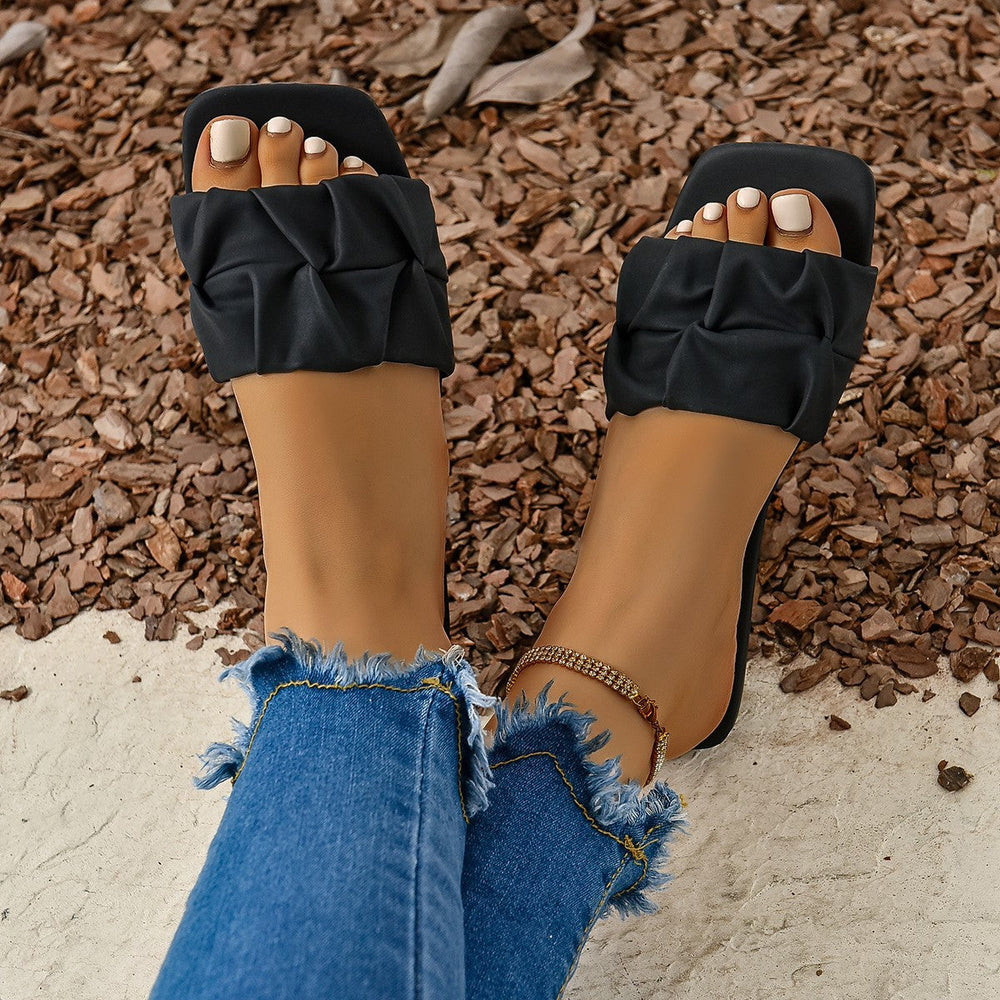 Damen Komfortable Mules mit dekorativem Faltendesign
