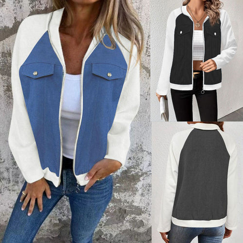 Damen Kapuzen‑Sweatjacke mit Jeansoptik‑Front, Brustklappen und Reißverschluss Shop Nory