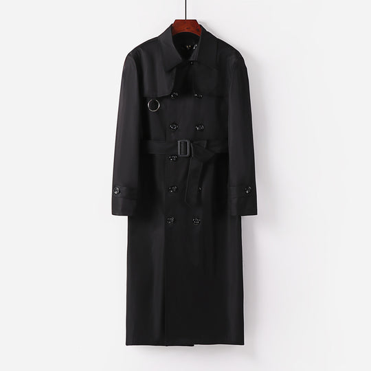 Herren Wasserabweisender Doppelreihiger Trenchcoat mit Bindegürtel und Cape-Detail Shop Nory