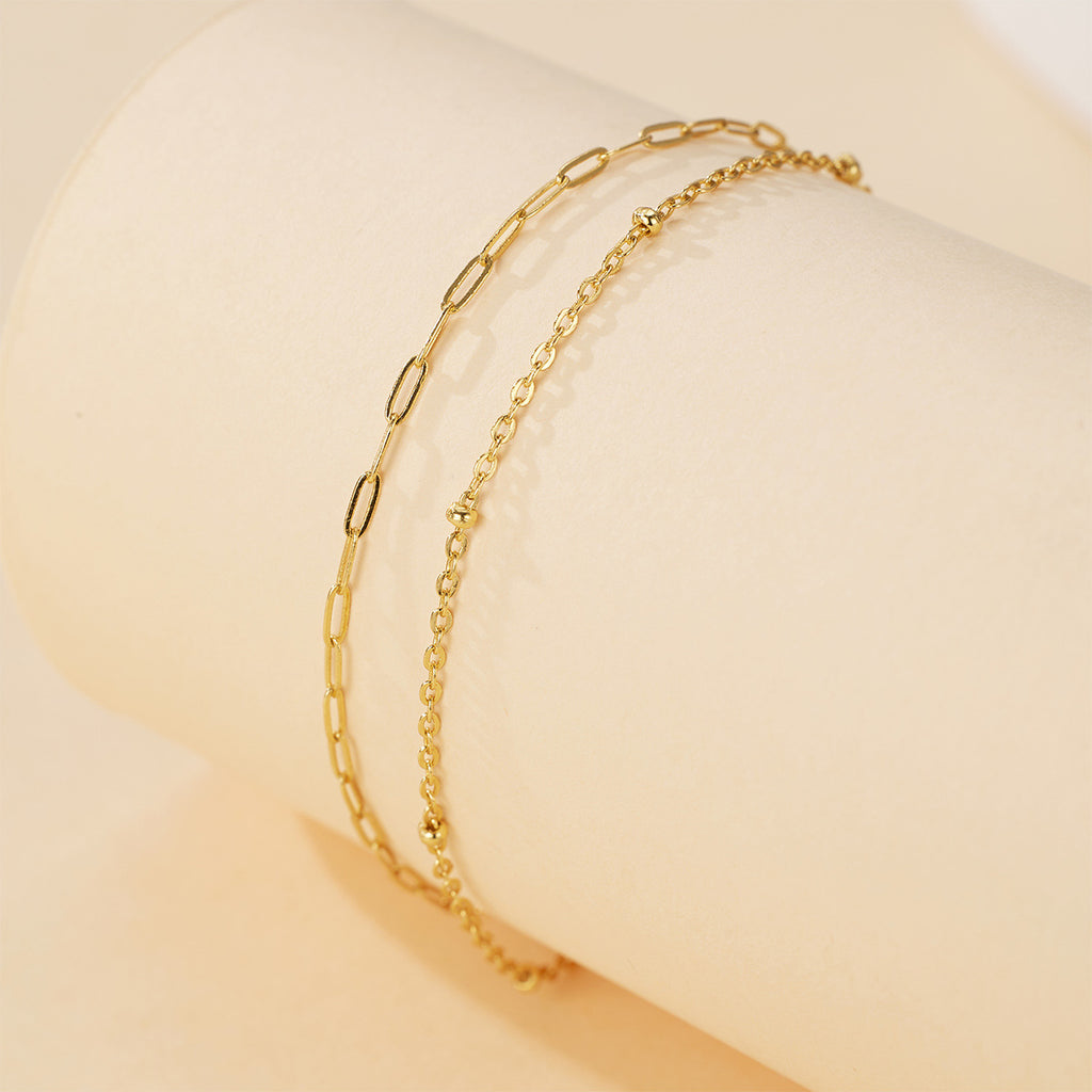 Damen filigranes Armband mit doppeltem Kettendesign, edlen Perlendetails und hochwertiger Verarbeitung Shop Nory