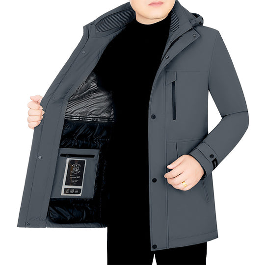 Herren Wasserabweisender Parka mit herausnehmbarer Kapuze und integrierter Smartphone-Innentasche Shop Nory