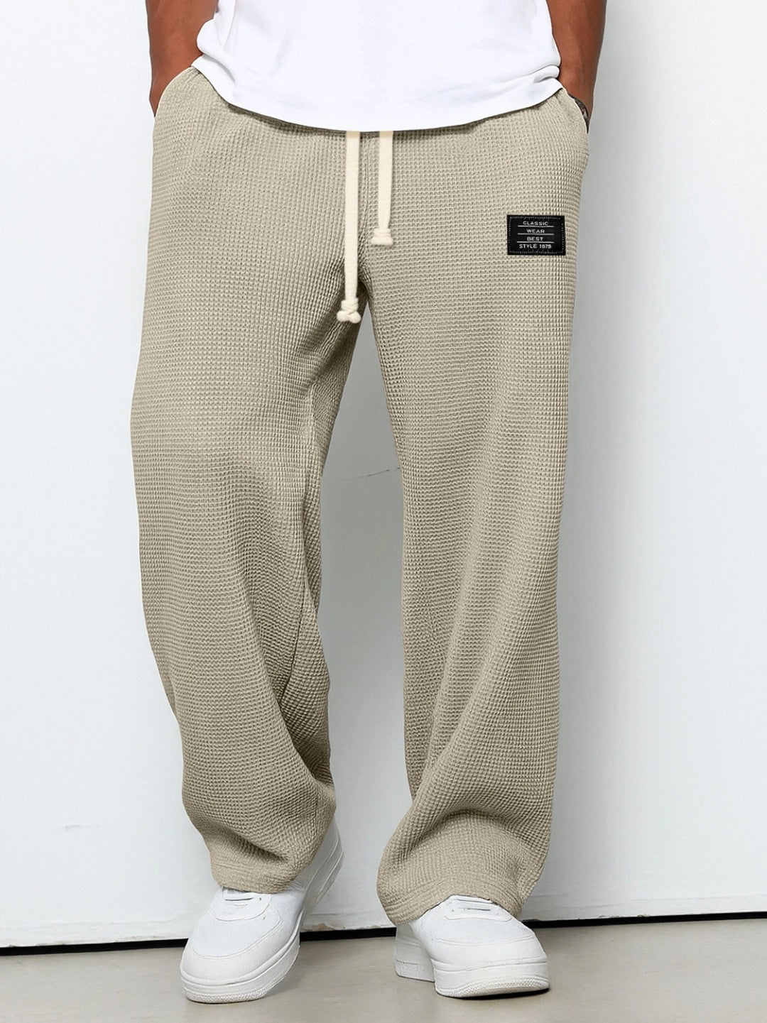 Herren nan lässige Waffelstruktur Lounge-Hose mit Kordelzug, elastischem Bund und weiter Passform Shop Nory
