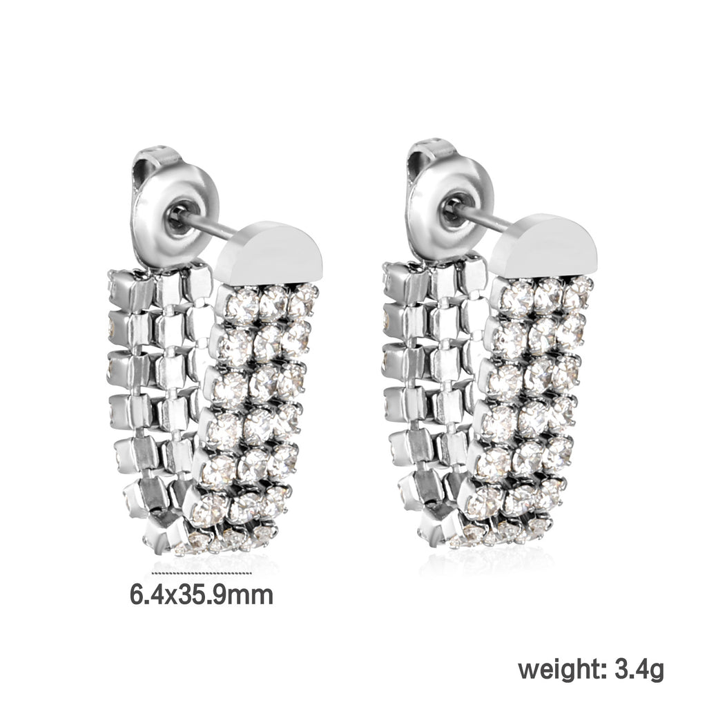 Damen Hängende Ohrringe mit funkelnden Kristallen und stilvollem Gliederdesign Shop Nory