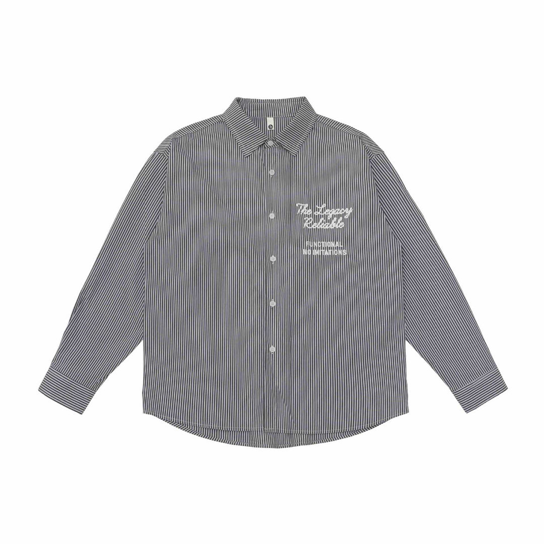 Unisex Oversize Streifenhemd mit Stickdetail und Kentkragen Shop Nory
