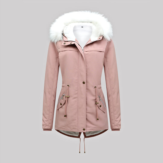 Damen Taillierter Winterparka mit Thermofleece-Futter und abnehmbarer Kunstfellkapuze Shop Nory