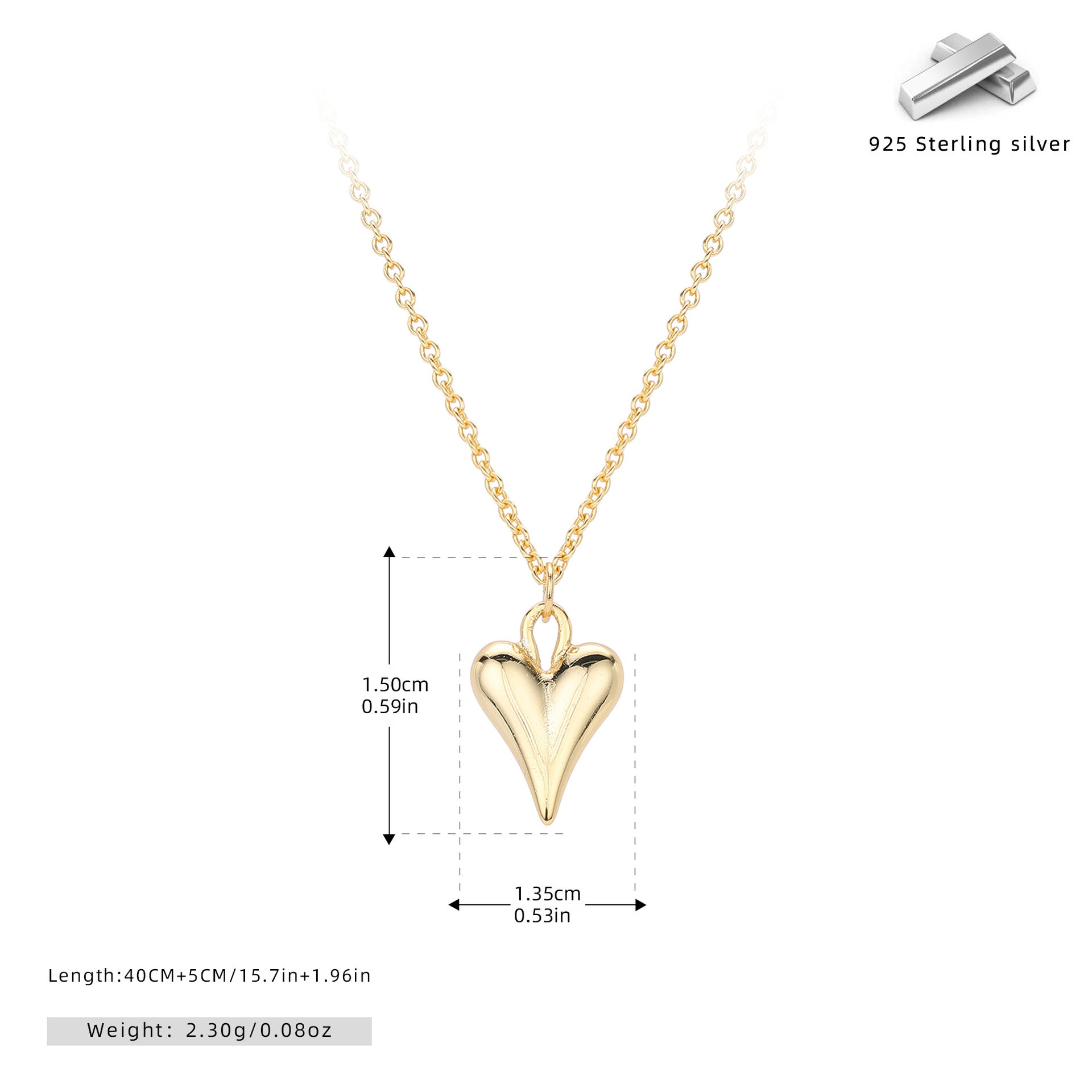 Damen Halskette mit herzförmigem Anhänger aus hochwertigem 925 Sterlingsilber Shop Nory