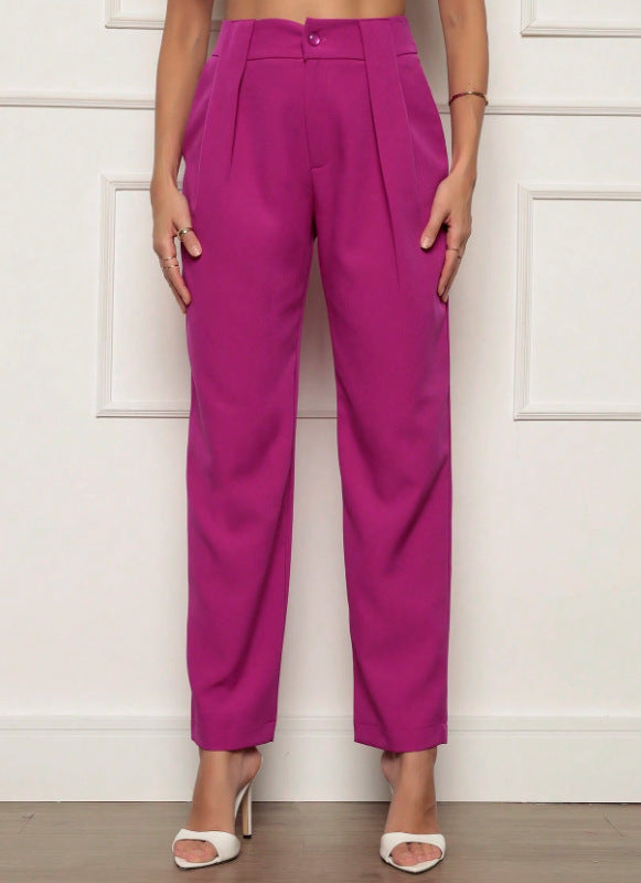 Damen elegante Hochbundhose mit Faltendetails