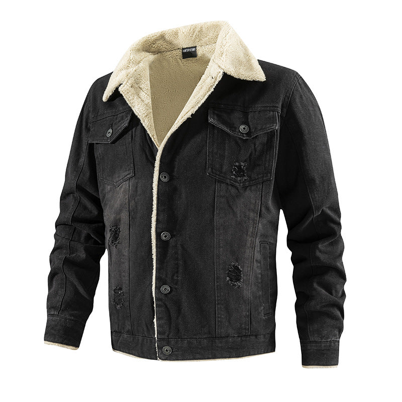 Herren Denimjacke mit Teddyfutter im Used-Look und Knopfleiste Shop Nory