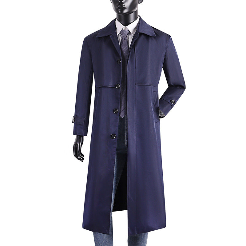 Herren langer Trenchcoat mit verdeckter Knopfleiste und wasserabweisender Ausstattung Shop Nory