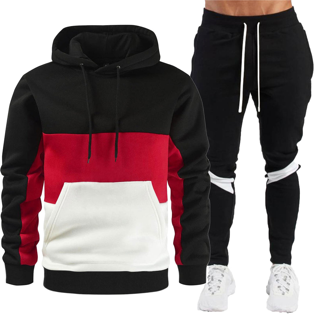 Herren nan sportives Hoodie- und Jogginghose-Set mit Kontrastblenden, Kängurutasche, elastischem Bund und schmal zulaufendem Bein Shop Nory