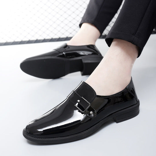 Herren eleganter Leder Slipper mit dekorativem Riemen