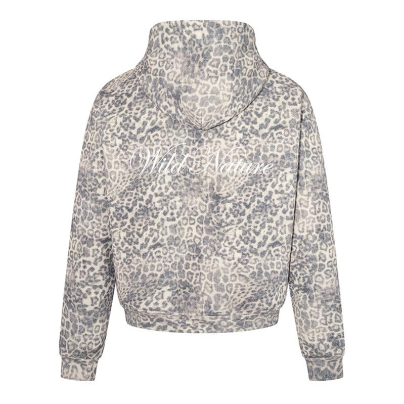 Damen Zip-Hoodie im soften Velours mit allover-Leo-Jacquard Shop Nory