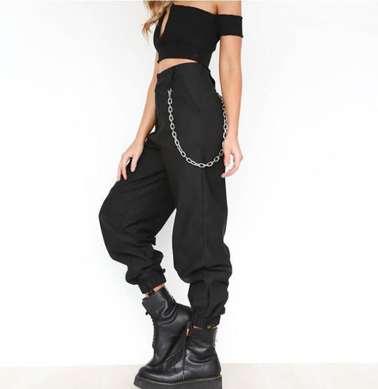 Damen Baggy-Hose mit Kettendetails und komfortablem Bund