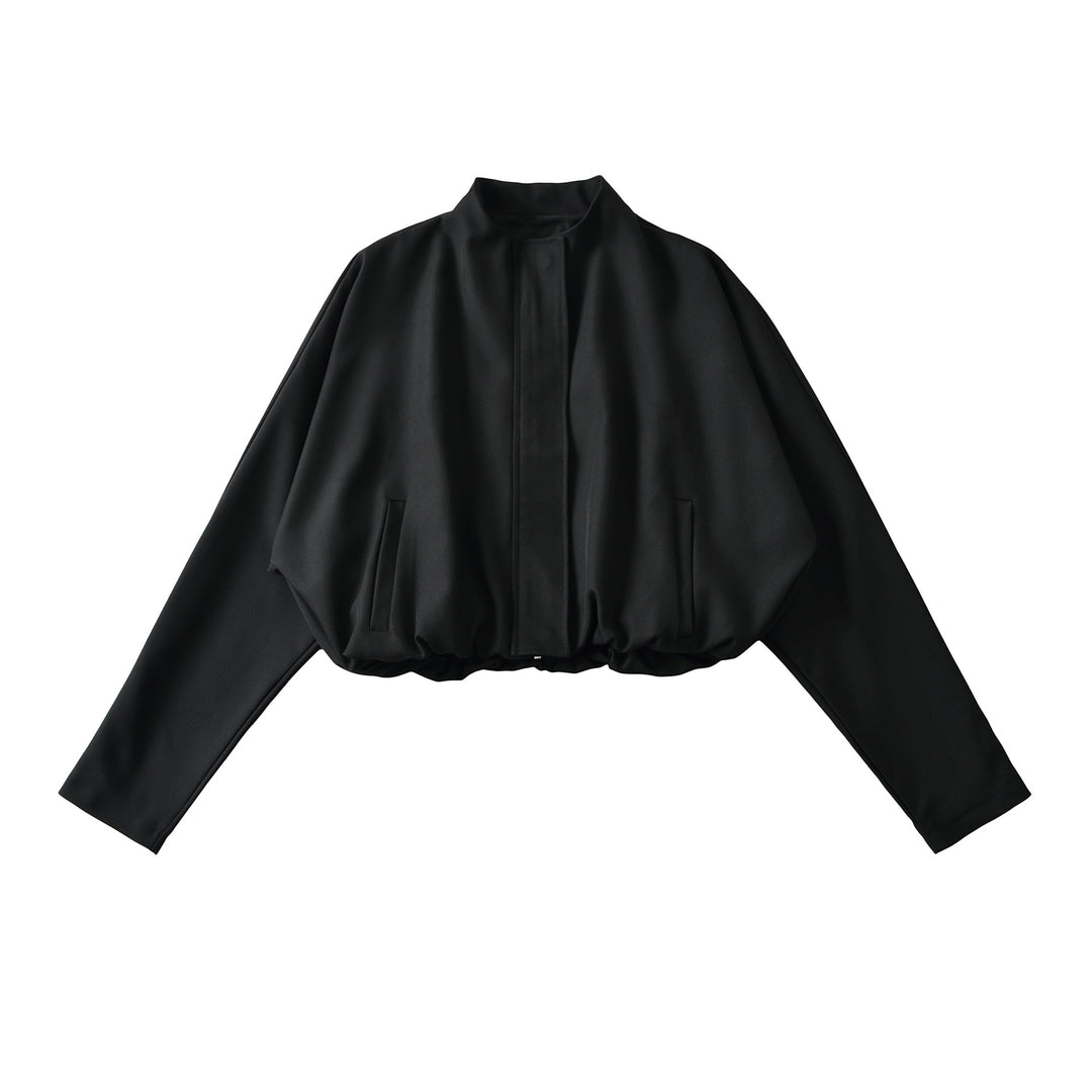 Damen Cropped Cape-Blouson mit Stehkragen, verdeckter Leiste und elastischem Saum Shop Nory