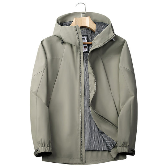 Herren Softshell Regen- und Übergangsjacke mit Kapuze, winddichter Membran und atmungsaktivem Meshfutter Shop Nory