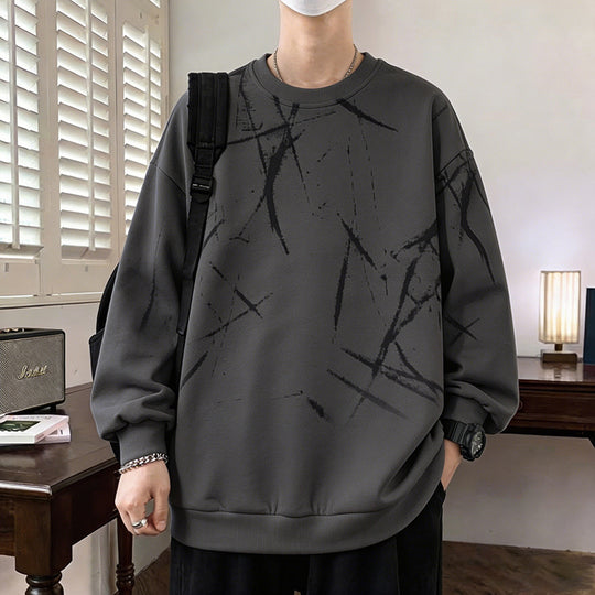 Herren Sweatshirt mit abstraktem Print, Rundhalsausschnitt und relaxed Fit Shop Nory