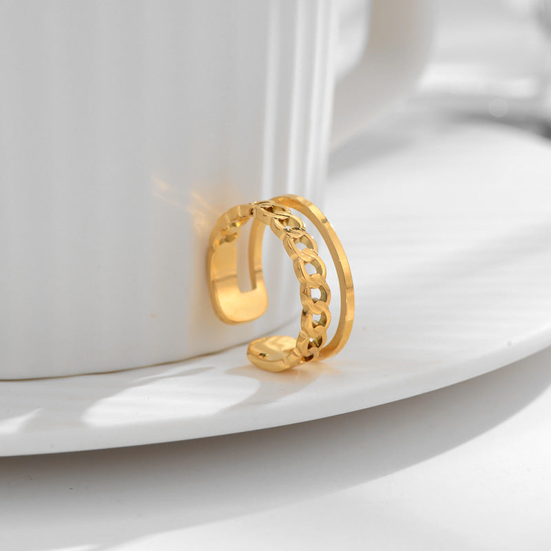 Damen Metallring mit eleganten Kettenelementen Shop Nory