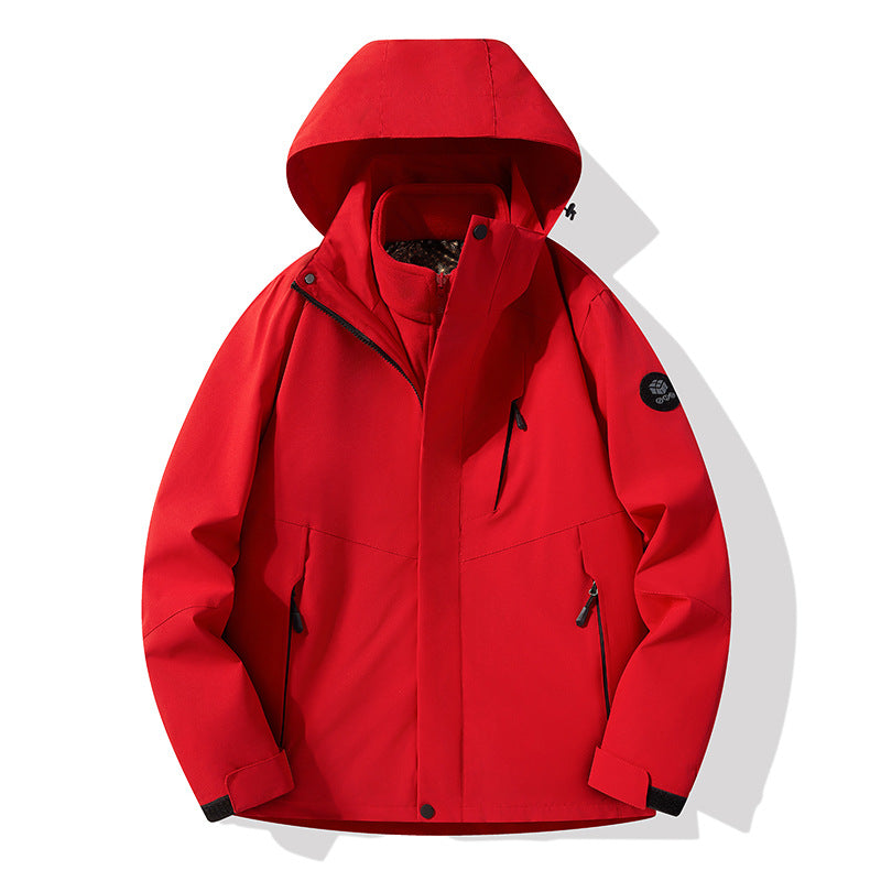 Herren dreilagige atmungsaktive Softshell-Trekkingjacke mit integriertem Fleecekragen und verstellbarer Kapuze Shop Nory